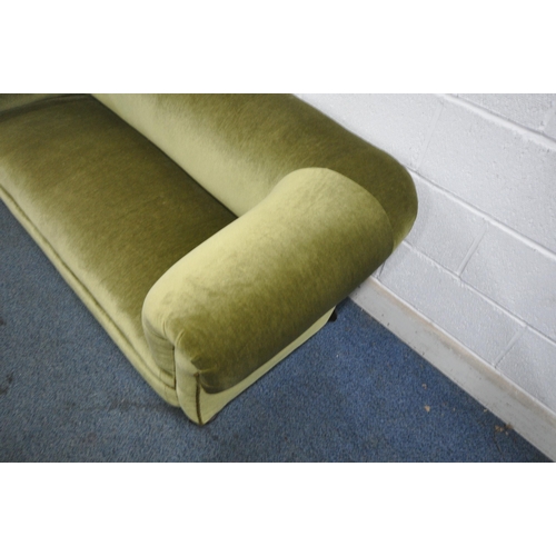 1343 - A GREEN UPHOLSTERED CHESTERFIELD STYLE SOFA, length 185cm x depth 81cm x height 70cm (condition repo... 