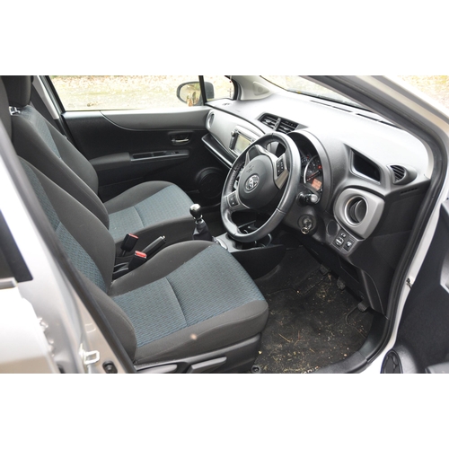 1002 - A 2012 TOTOYA YARIS TR-VVT-1 FIVE DOOR HATCHBACK CAR IN SILVER with a 1329cc petrol engine, 6 speed ... 