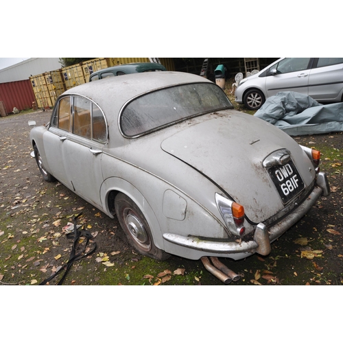 1004 - A 1968 JAGUAR 340 FOUR DOOR SALOON CAR IN GREY, in need of restoration, with a 3442cc straight six p... 