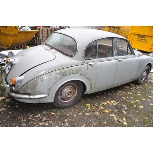 1004 - A 1968 JAGUAR 340 FOUR DOOR SALOON CAR IN GREY, in need of restoration, with a 3442cc straight six p... 