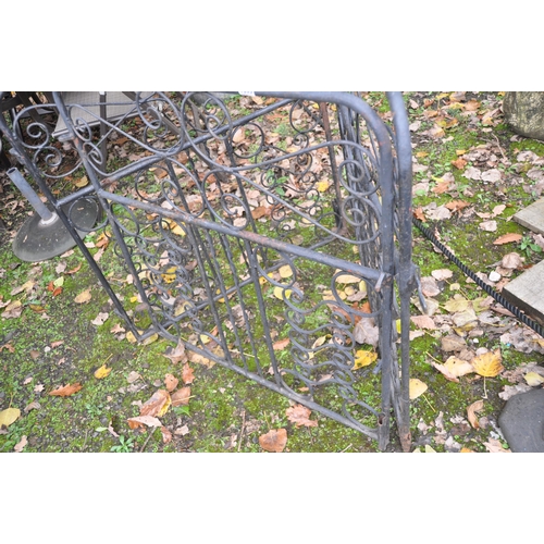 1005 - A WROUGHT IRON LATE 20th CENTURY TRIPLE DRIVE WAY GATE height 92cm each section width 87cm. Conditio... 