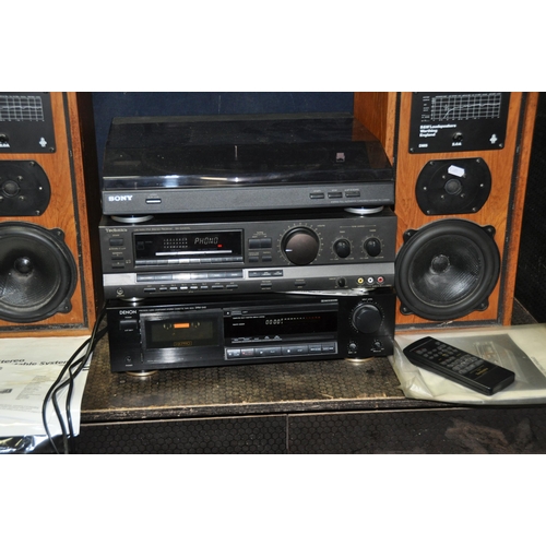 1055 - A COLLECTION OF TECHNICS, DENON, SONY AND BOWERS AND WILKINS COMPONENT HI FI EQUIPMENT  comprising o... 