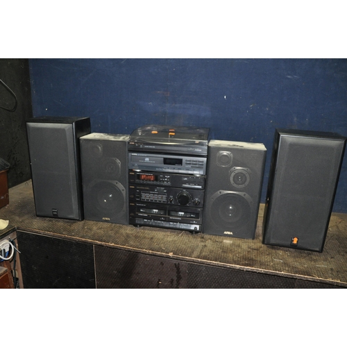 1060 - AN AIWA CX-55 HI FI with matching speakers and a pair of Kenwood LS-76 speakers (PAT fail due to uni... 