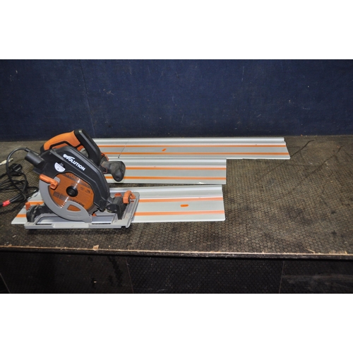 1063 - AN EVOLUTION R185 TRACK SAW WITH 242cm OF TRACK in 5 parts saw has a 185mm blade (PAT pass and worki... 