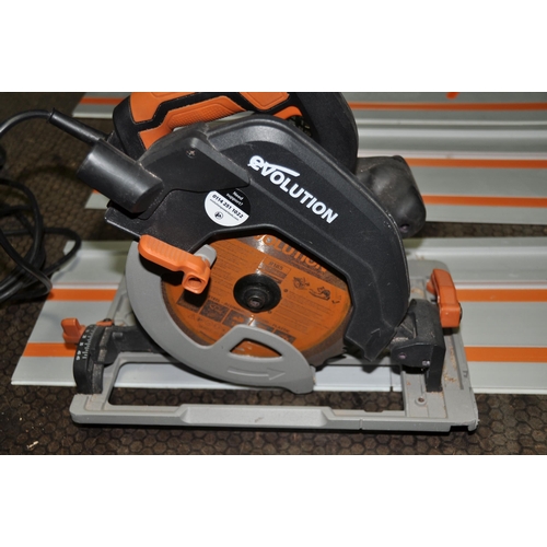 1063 - AN EVOLUTION R185 TRACK SAW WITH 242cm OF TRACK in 5 parts saw has a 185mm blade (PAT pass and worki... 