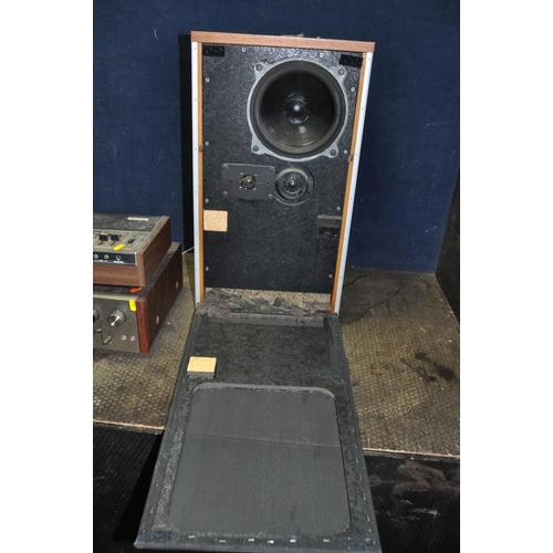 1064 - A PAIR OF BOWERS AND WILKINS DM2 VINTAGE HI FI SPEAKERS in teak cabinets, a Pioneer SA1000 amplifier... 