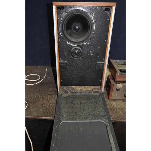 1064 - A PAIR OF BOWERS AND WILKINS DM2 VINTAGE HI FI SPEAKERS in teak cabinets, a Pioneer SA1000 amplifier... 