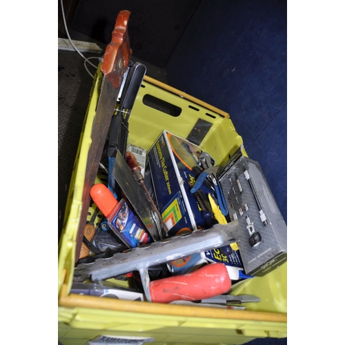 1066 - A TRAY CONTAINING HAND AND POWER TOOLS including a Black and Decker BD555RT drill, a Silverline chai... 