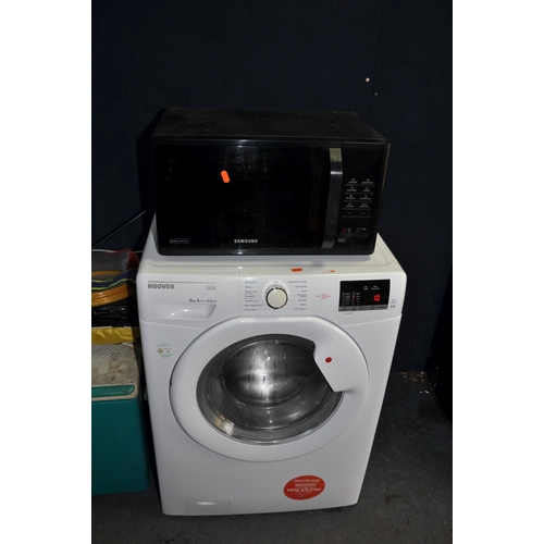 1083 - A HOOVER HL1692D3-80  9KG WASHING MACHINE width 60cm depth 52cm height 85cm and a Samsung microwave ... 