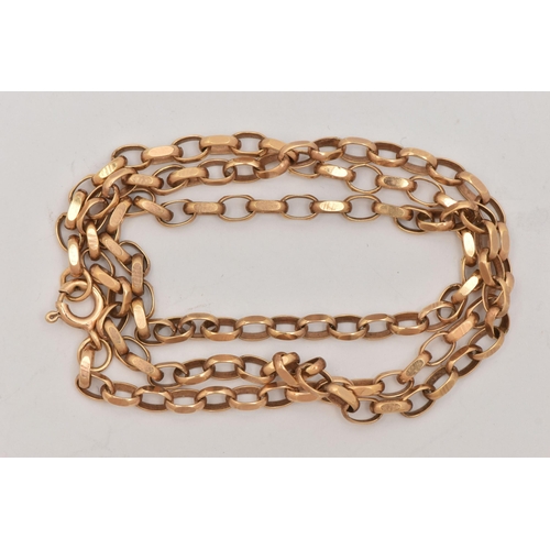 56 - A 9CT GOLD CHAIN NECKLACE, a belcher link chain, fitted with a spring clasp, approximate length 460m... 