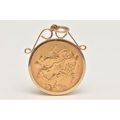 57 - A MOUNTED FULL SOVEREIGN PENDANT,  an 1886 full sovereign depicting George and the Dragon, set in a ... 