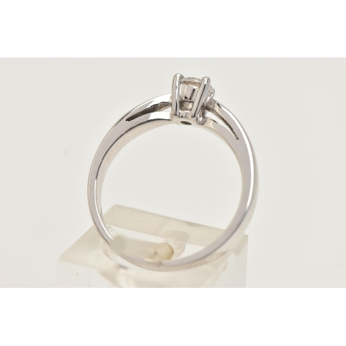 90 - A CYPRIOT SINGLE STONE RING, a circular cut cubic zirconia, prong set in white metal, stamped with c... 