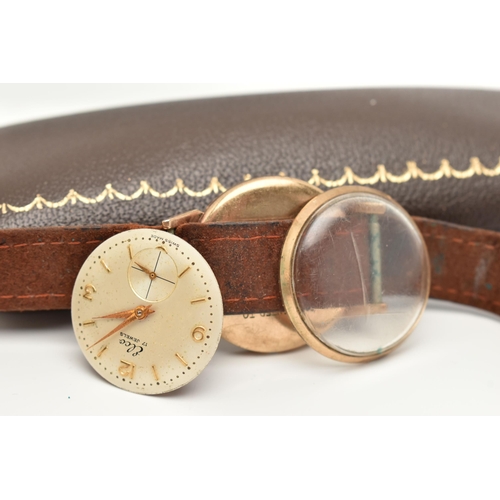 129 - A 1950'S 9CT GOLD ELCO WRISTWATCH, with circular face, Roman numeral and baton markers, subsidiary d... 