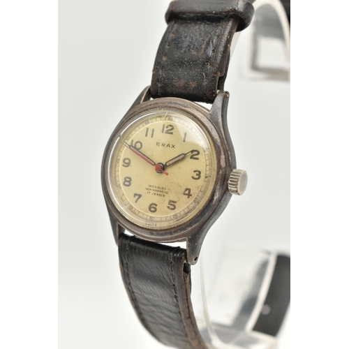 130 - A GENTS 'ERAX' WRISTWATCH, manual wind, round silvered dial signed 'Erax Incabloc Non-Magnetic 17 Je... 