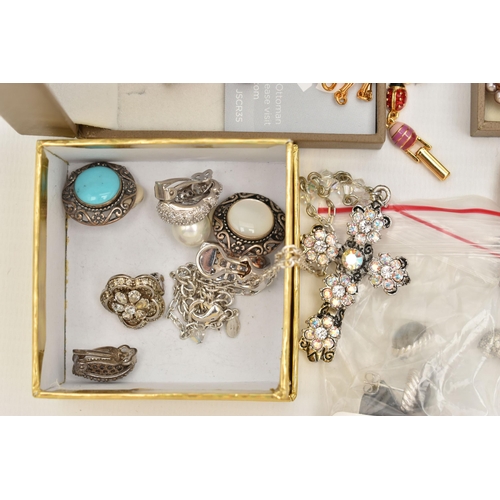 142 - ASSORTED COSTUME JEWELLERY, to include a 'Joan Rivers' miniature egg pendant necklace, with matching... 