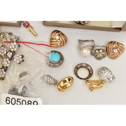 142 - ASSORTED COSTUME JEWELLERY, to include a 'Joan Rivers' miniature egg pendant necklace, with matching... 