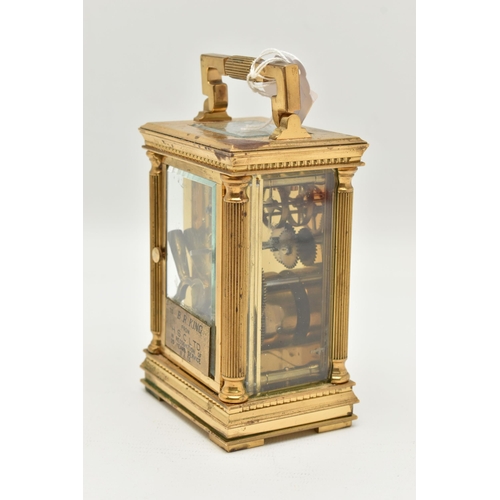 164 - A MAPPIN & WEBB LTD. CARRIAGE CLOCK, the brass clock with glass panels, approximate height 110mm