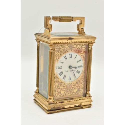 164 - A MAPPIN & WEBB LTD. CARRIAGE CLOCK, the brass clock with glass panels, approximate height 110mm