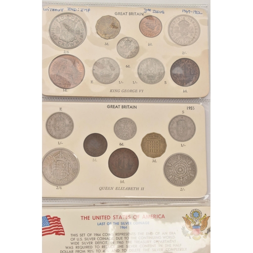 202 - A PARCEL OF UK COINAGE, to include a boxed 1955 Maundy coin set, complete and Incomplete set of coin... 