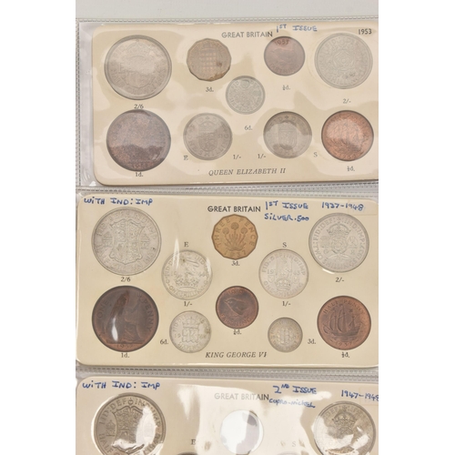 202 - A PARCEL OF UK COINAGE, to include a boxed 1955 Maundy coin set, complete and Incomplete set of coin... 