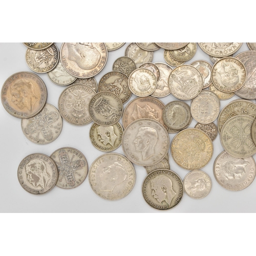 204 - A PARCEL OF ALMOST A KILO OF .500 UK SILVER COINS, to include Crowns, Halfcrowns to 3d coins with go... 