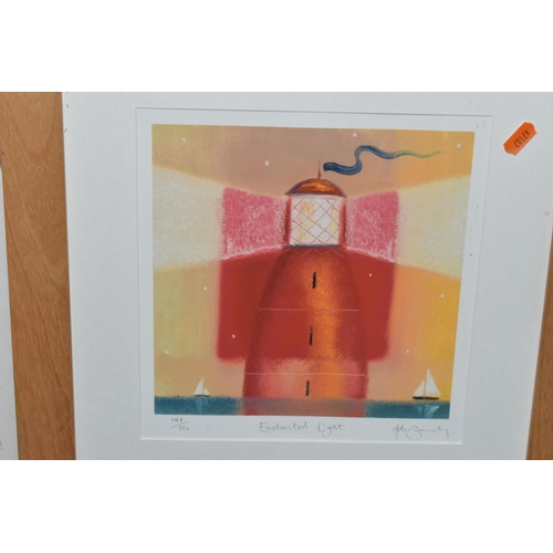 302 - FIVE PAINTINGS AND PRINTS, comprising a signed Adam Barsby limited edition print 'Enchanted Light' d... 