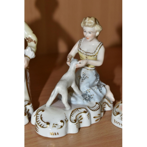 306 - FOUR ROYAL CROWN DERBY FIGURES designed by Edward Drew comprising a Shepherd height 11cm, a Shepherd... 