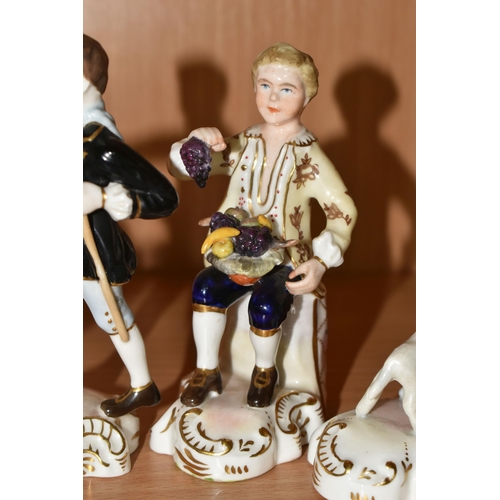 306 - FOUR ROYAL CROWN DERBY FIGURES designed by Edward Drew comprising a Shepherd height 11cm, a Shepherd... 