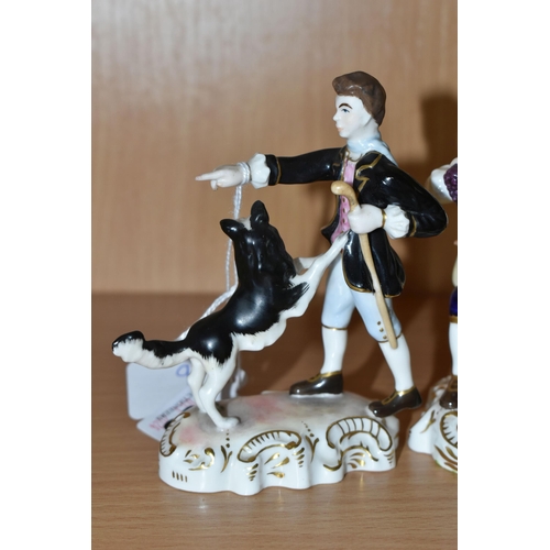 306 - FOUR ROYAL CROWN DERBY FIGURES designed by Edward Drew comprising a Shepherd height 11cm, a Shepherd... 