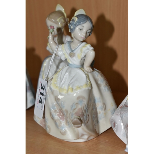 314 - A GROUP OF FOUR SPANISH LLADRO FIGURES comprising Lolita model 5372, Carmencita model 5373, Valencia... 