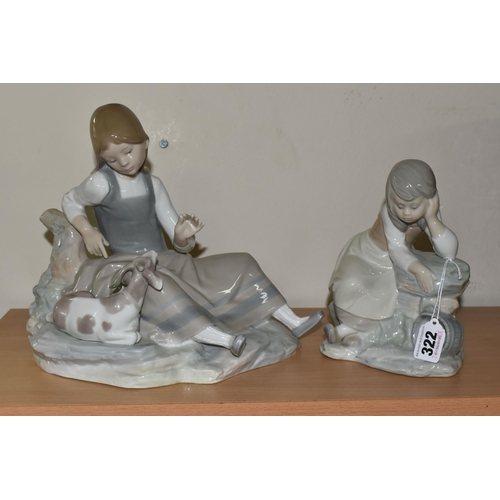 322 - A LARGE LLADRO PORCELAIN FIGURE OF 'GIRL WITH GOAT' 1004756, designed by Fulgencio Garcia 1971-1978,... 