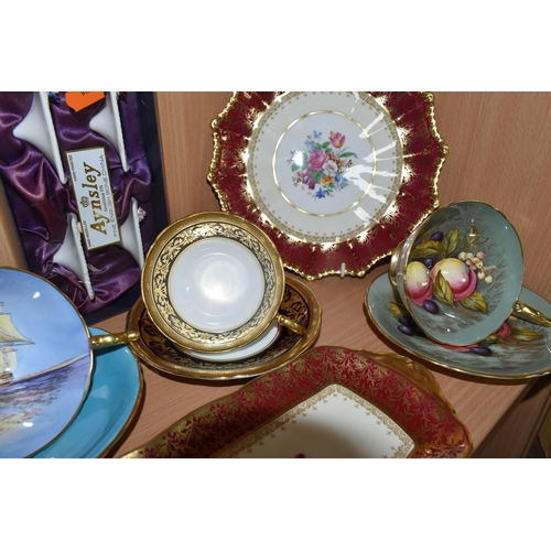 323 - A GROUP OF AYNSLEY TEA WARE, comprising two frilled rimmed cake plates and small rectangular sandwic... 