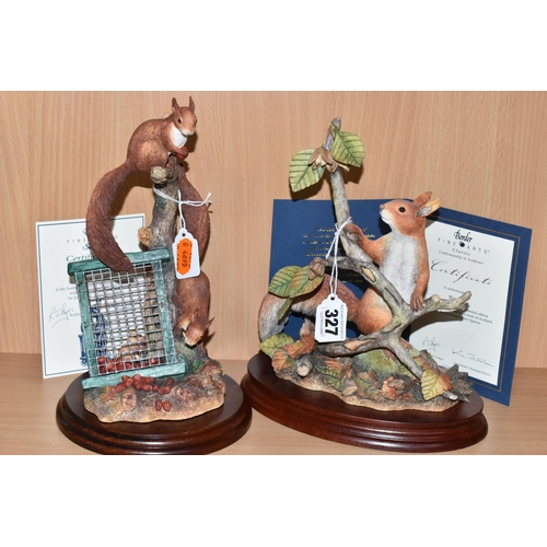 327 - TWO BORDER FINE ARTS LIMITED EDITION RED SQUIRREL SCULPTURES, comprising 'Autumn Reds' exclusively a... 