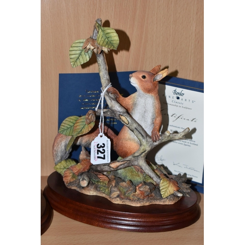 327 - TWO BORDER FINE ARTS LIMITED EDITION RED SQUIRREL SCULPTURES, comprising 'Autumn Reds' exclusively a... 