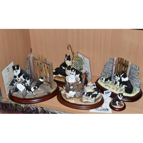 334 - FOUR LIMITED EDITION BORDER FINE ARTS SOCIETY FIGURINES, comprising 'Out of Harm's Way', 'Mother's P... 