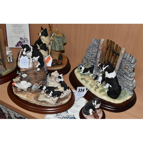 334 - FOUR LIMITED EDITION BORDER FINE ARTS SOCIETY FIGURINES, comprising 'Out of Harm's Way', 'Mother's P... 