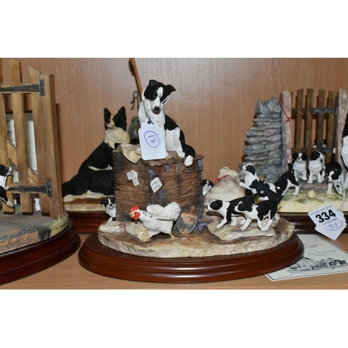 334 - FOUR LIMITED EDITION BORDER FINE ARTS SOCIETY FIGURINES, comprising 'Out of Harm's Way', 'Mother's P... 