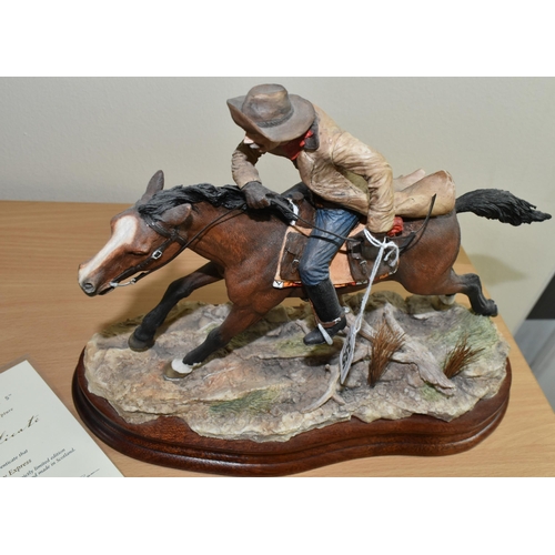 335 - A LIMITED EDITION BORDER FINE ARTS 'PONY EXPRESS' FIGURE, B1295, depicting a man on horseback gallop... 