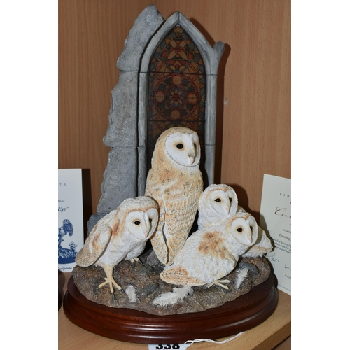 338 - TWO BORDER FINE ARTS OWL SCULPTURES, comprising 'Evening Reflections' B1186, depicting a family of b... 