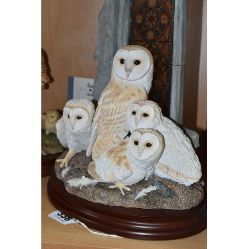 338 - TWO BORDER FINE ARTS OWL SCULPTURES, comprising 'Evening Reflections' B1186, depicting a family of b... 