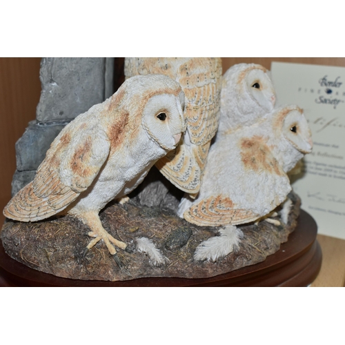 338 - TWO BORDER FINE ARTS OWL SCULPTURES, comprising 'Evening Reflections' B1186, depicting a family of b... 