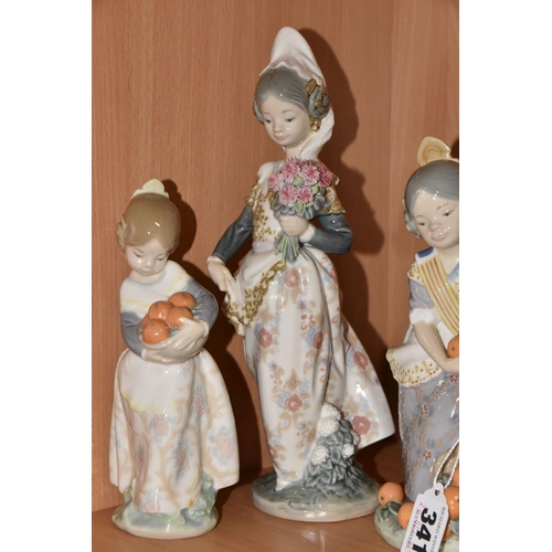 341 - FOUR LLADRO FIGURES OF SPANISH GIRLS SCULPTED BY JUAN HUERTA, comprising 'Miss Valencia', no 1422, i... 