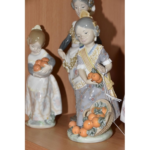 341 - FOUR LLADRO FIGURES OF SPANISH GIRLS SCULPTED BY JUAN HUERTA, comprising 'Miss Valencia', no 1422, i... 