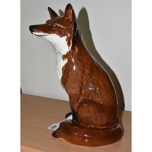 343 - A LARGE BESWICK FIRESIDE FOX, model no 2348, red/brown glaze, height 31cm (1) (Condition Report: app... 