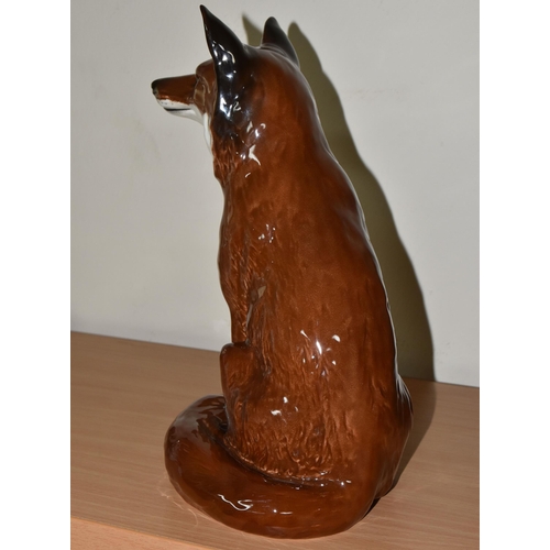 343 - A LARGE BESWICK FIRESIDE FOX, model no 2348, red/brown glaze, height 31cm (1) (Condition Report: app... 