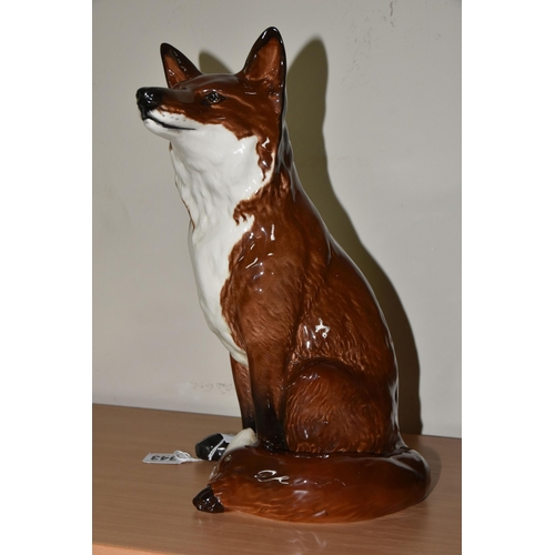 343 - A LARGE BESWICK FIRESIDE FOX, model no 2348, red/brown glaze, height 31cm (1) (Condition Report: app... 