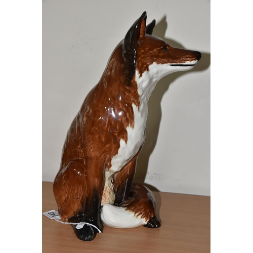 343 - A LARGE BESWICK FIRESIDE FOX, model no 2348, red/brown glaze, height 31cm (1) (Condition Report: app... 