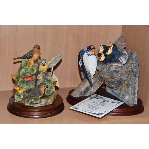 346 - TWO BORDER FINE ARTS BIRD SCULPTURES, comprising 'Summer Callers' B1292, depicting a nest of swallow... 