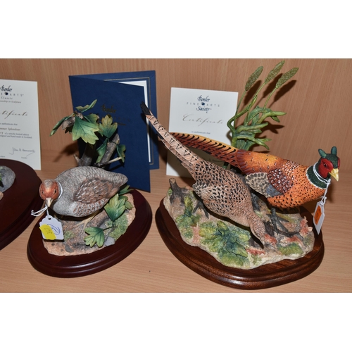 347 - THREE BORDER FINE ARTS GAMEBIRDS SCULPTURES, comprising 'Stepping Out' B1019, depicting a pair of ph... 