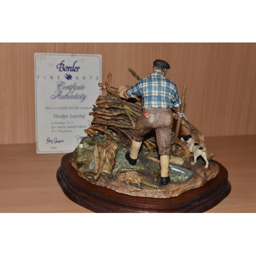 349 - THREE BORDER FINE ARTS SCULPTURES, comprising limited edition 'Hedge Laying', depicting a man laying... 